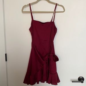 Princess Poly Red Satin Wrap Dress